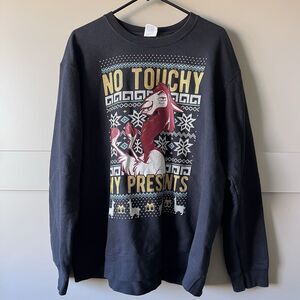 Disney Emperors New Groove Sweatshirt XL Black Christmas‎ Holiday Sweater Kuzco